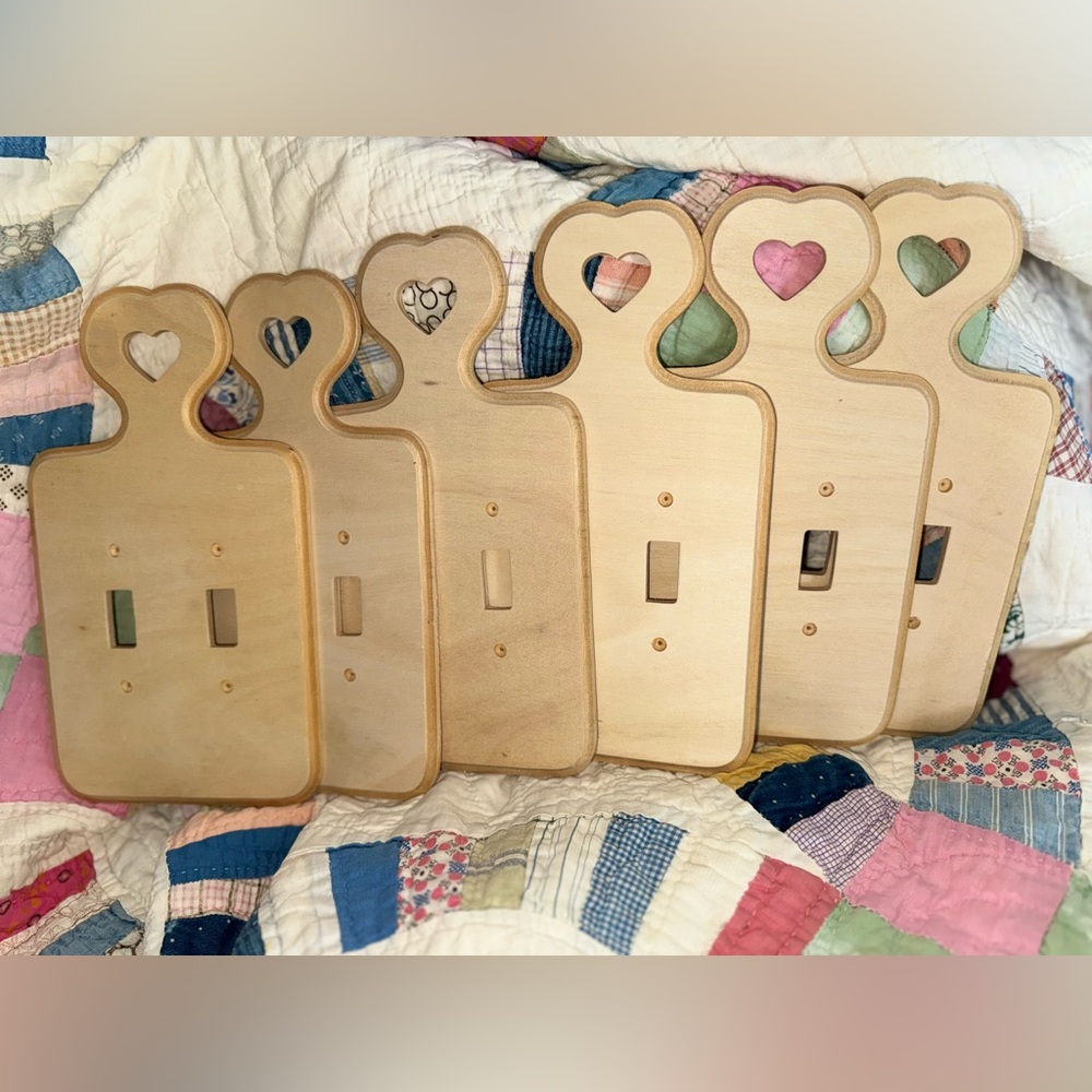 Vintage Wooden Heart Cutout Light Switch Cover
